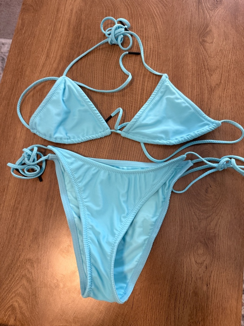 Light Blue Triangle String Bikini - Women's Swimwear